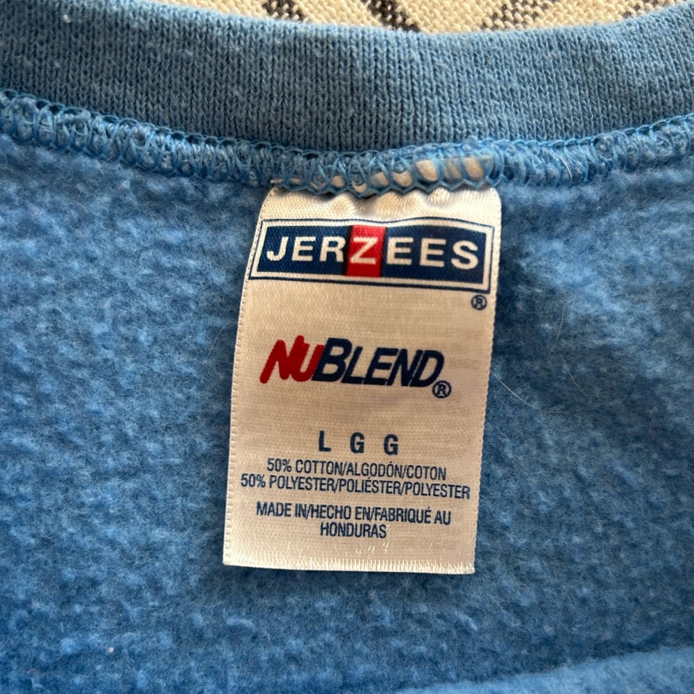 Vintage Jerzees Crewneck Sweatshirt Womens Large Blue Cat with Snowflakes - Picture 9 of 12